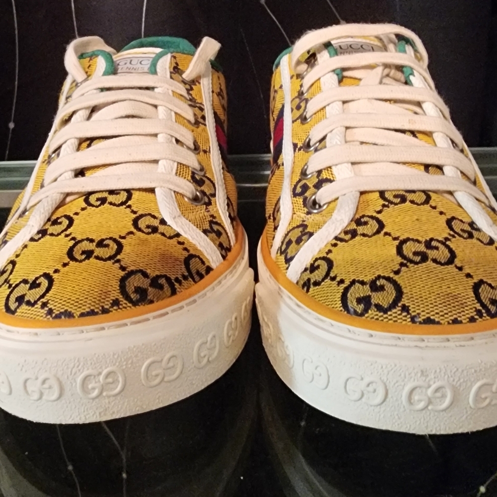 Gucci Yellow and Green Logo Sneakers - Picture 5 of 10
